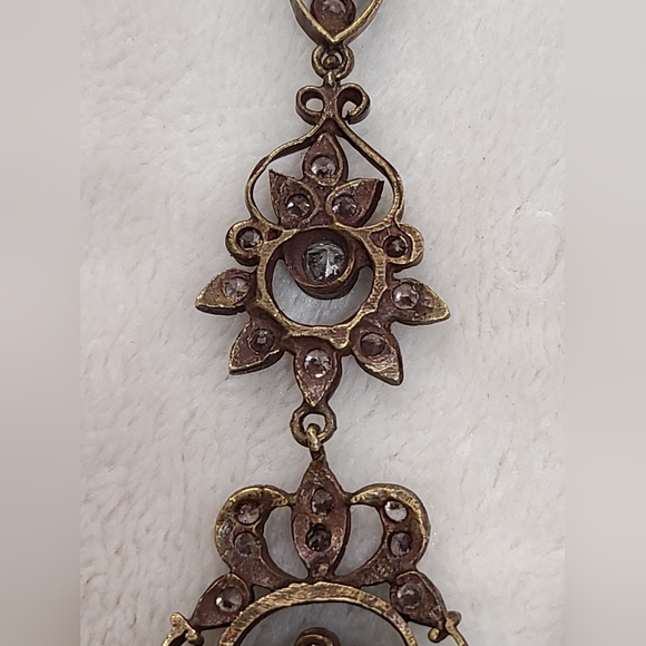 Antique Paste Chandelier Earrings With Clear & Red Stones ***READ DESCRIPTION*** - Picture 5 of 16